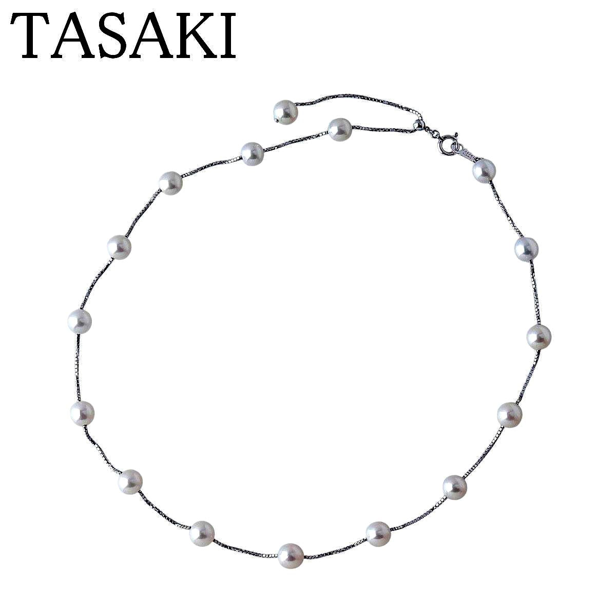 Tasaki pearl necklace with 6.4 to 6.7mm pearls on 44cm white gold chain