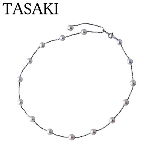 Tasaki pearl necklace with 6.4 to 6.7mm pearls on 44cm white gold chain