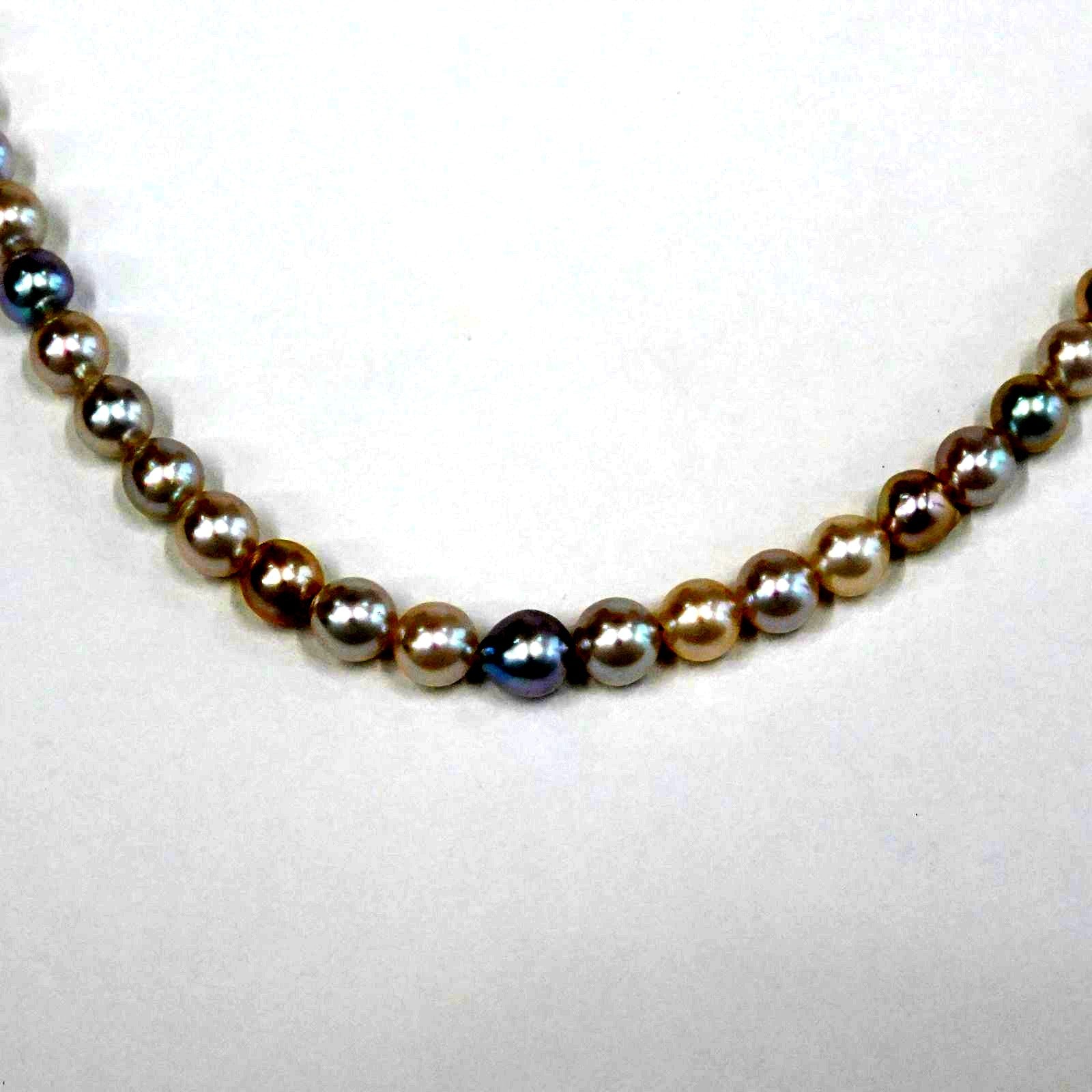 Perlagione Akoya Pearl Necklace 3.0mm to 4.0mm with K14 white gold chain, 41.5cm length
