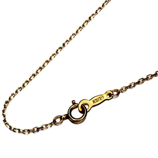 Mikimoto K18YG Cut Azuki chain necklace 40cm length, 1.0mm width, gold jewelry close-up