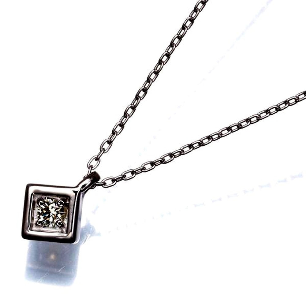 TASAKI white gold necklace with 0.06ct yellow diamond pendant 7x7 mm on 38/42 cm chain