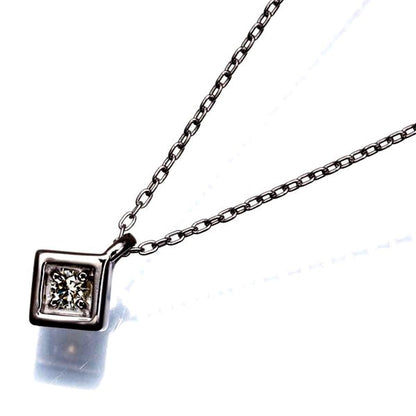TASAKI white gold necklace with 0.06ct yellow diamond pendant 7x7 mm on 38/42 cm chain