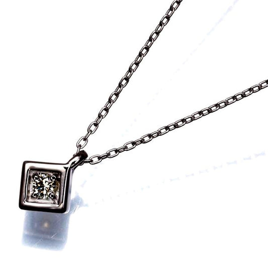 TASAKI white gold necklace with 0.06ct yellow diamond pendant 7x7 mm on 38/42 cm chain