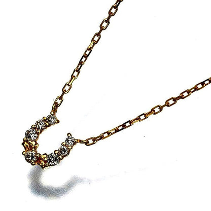 Ago=Law yellow gold necklace with 0.05ct diamond and horse shoe pendant on 36/40 cm chain