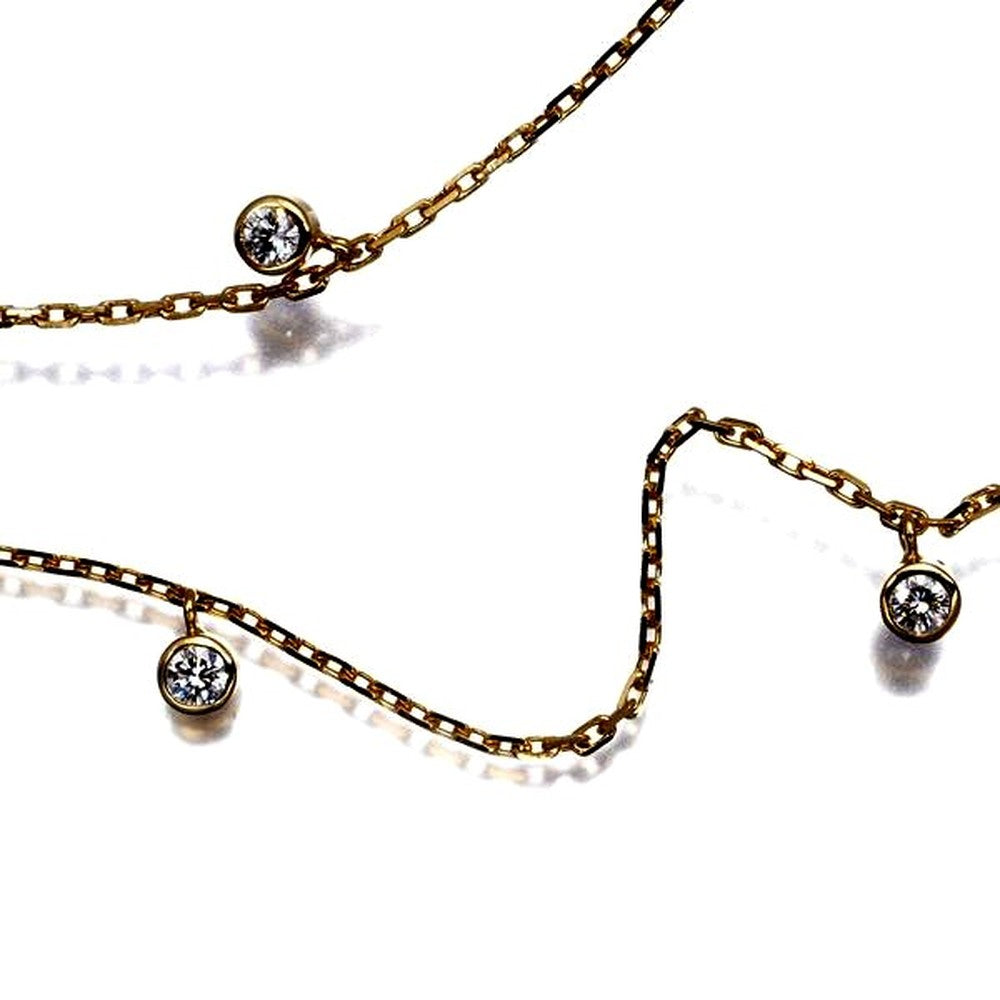 Mikimoto 18k yellow gold necklace with three 0.12ct diamonds on 38cm chain, model #195845