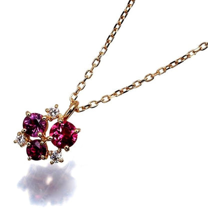 Tasaki necklace with pink tourmaline, garnet, and diamond set in 18k pink gold with a 36 cm adjustable chain