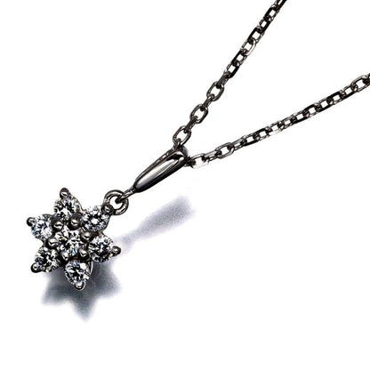 Mikimoto 18K white gold necklace with 0.21ct diamond flower pendant, 40cm length