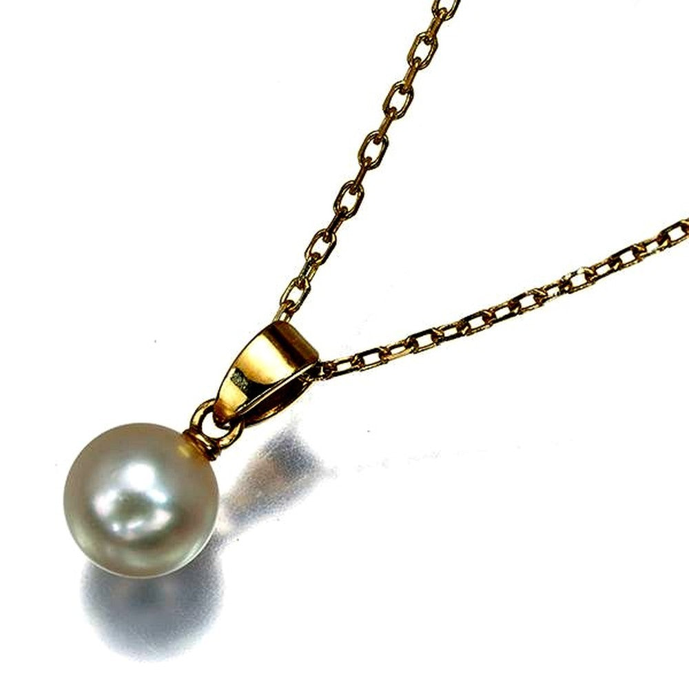 Mikimoto necklace with single 6.7mm Akoya pearl in 14k yellow gold on 36-40cm chain