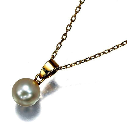Mikimoto necklace with single 6.7mm Akoya pearl in 14k yellow gold on 36-40cm chain