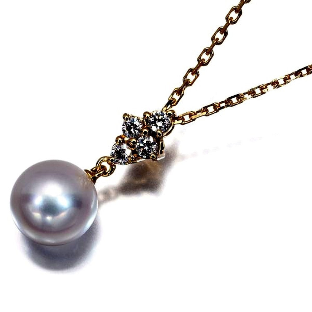MiKIMOTO Law Necklace with 8.5mm pearl set in 18k yellow gold, 40cm chain, delicate and elegant design