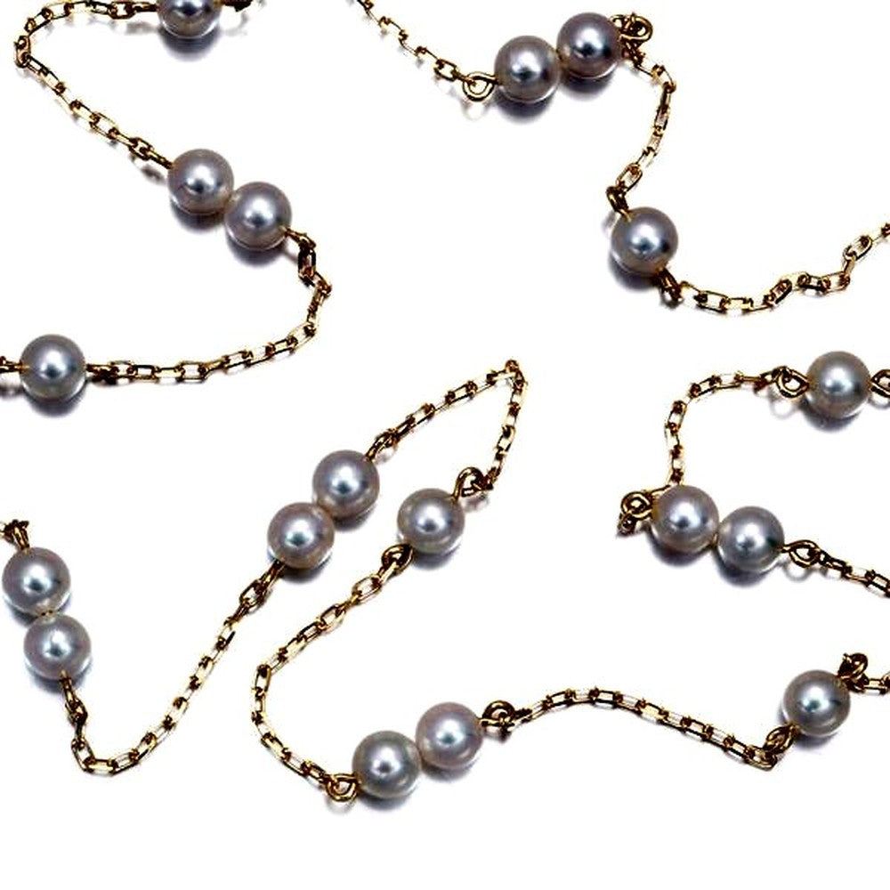 Mikimoto pearl necklace with 4.0mm pearls on 18K yellow gold chain, 40cm length