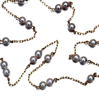 Mikimoto pearl necklace with 4.0mm pearls on 18K yellow gold chain, 40cm length