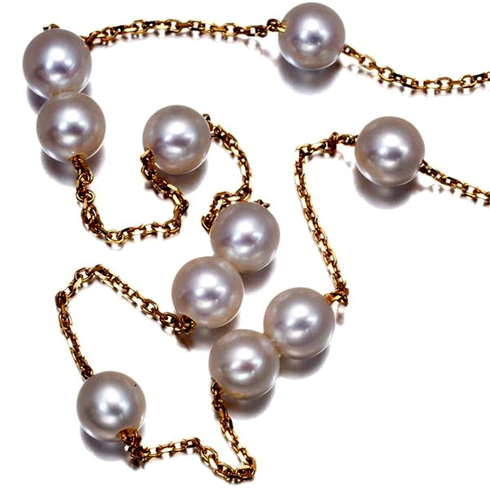 Tasaki Baby Pearl Necklace with 4.6mm pearls on 18k yellow gold chain 39-43cm length