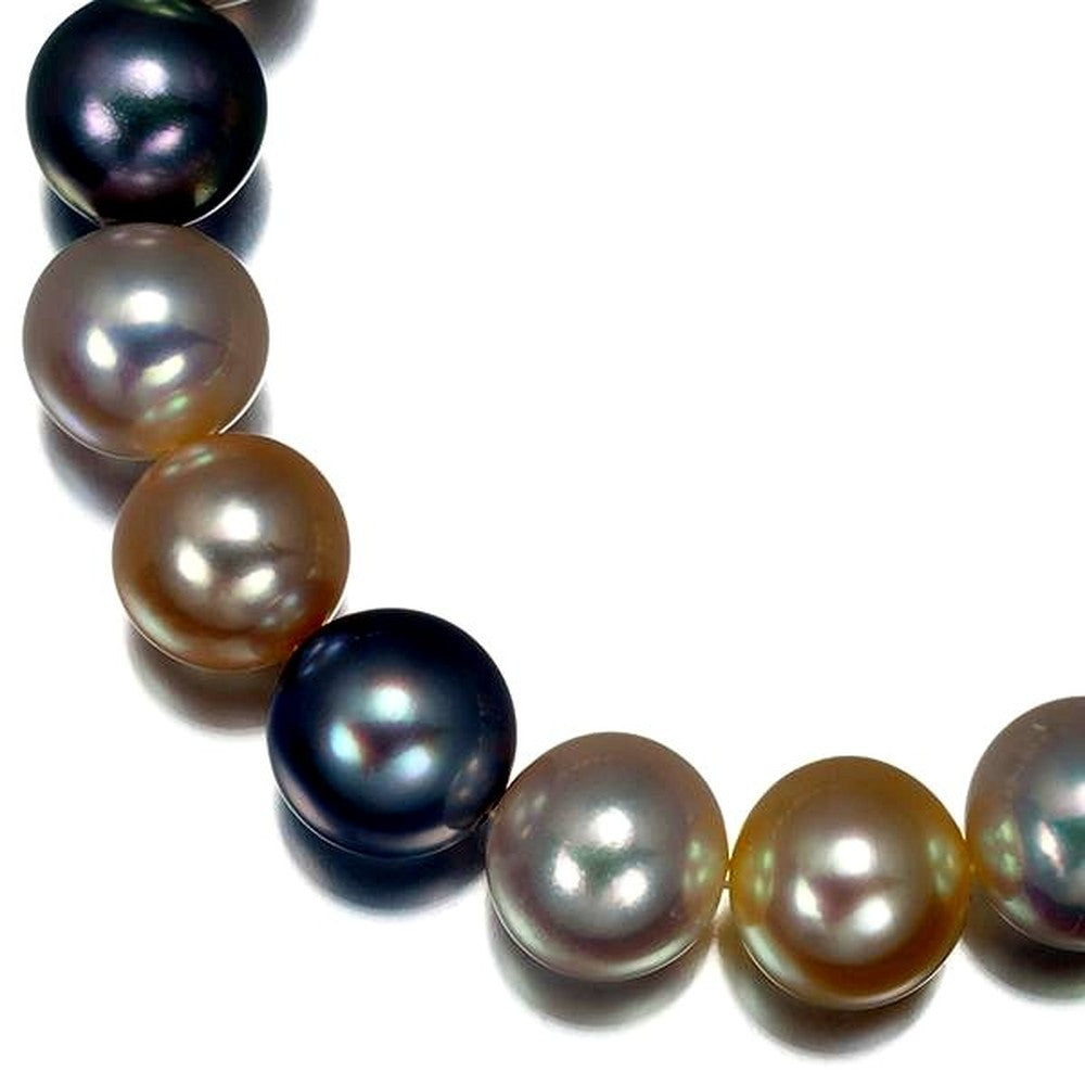 Tasaki gray pearl necklace with 8.8-9.4mm pearls and silver 43cm chain