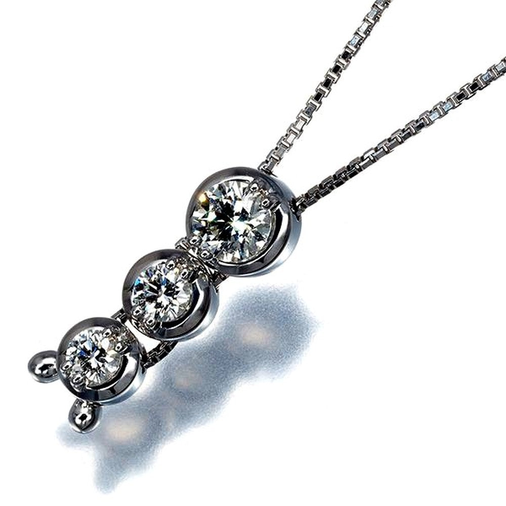 Tasaki necklace with 0.60ct diamond trilogy set in 18k white gold on a 51cm chain