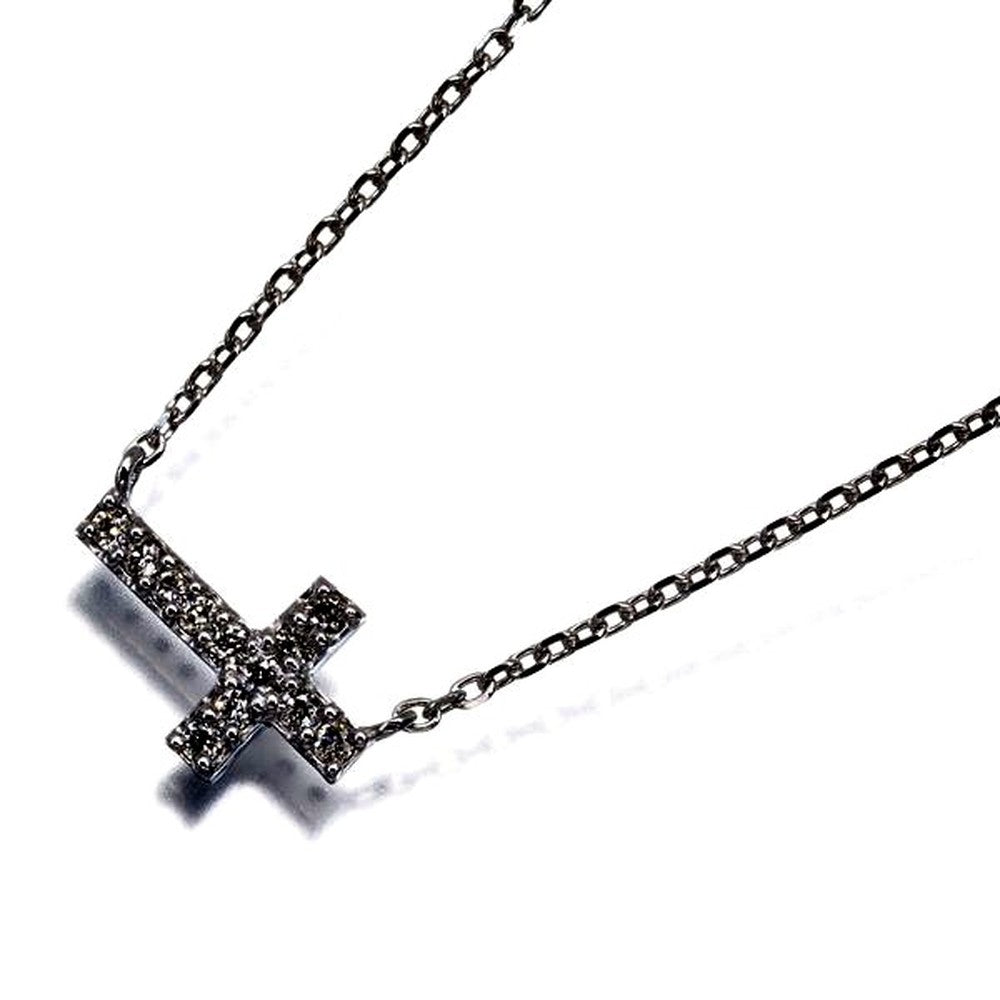 Agate necklace featuring a 0.07ct diamond cross pendant in white gold with 36/40 cm chain
