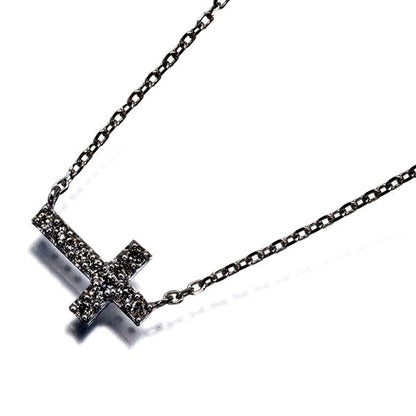 Agate necklace featuring a 0.07ct diamond cross pendant in white gold with 36/40 cm chain