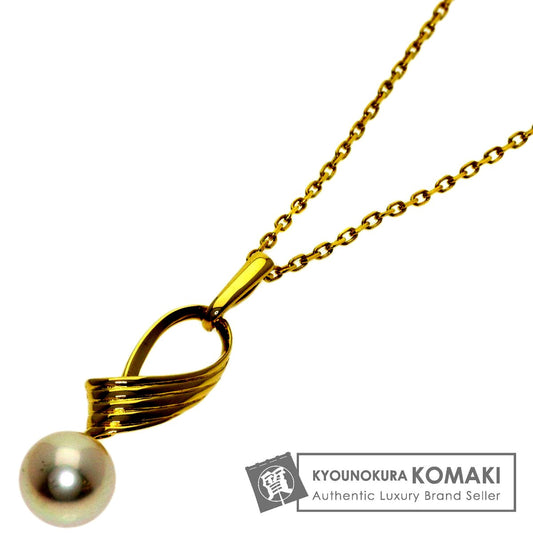 MIKIMOTO ladies pearl necklace with 7mm pearl on 40cm K18YG gold chain