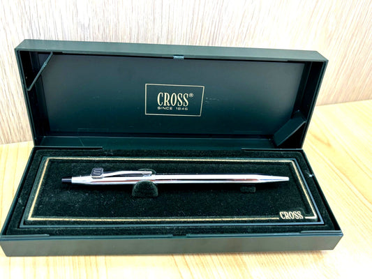 Used Cross silver ballpoint pen with McDonald's logo and included case from Japan