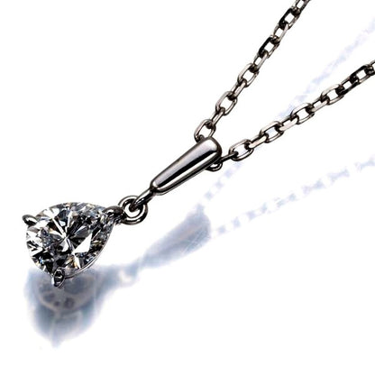 Mikimoto necklace with 0.425ct pear shape diamond and single pearl on 18k white gold chain
