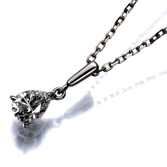 Mikimoto necklace with 0.425ct pear shape diamond and single pearl on 18k white gold chain
