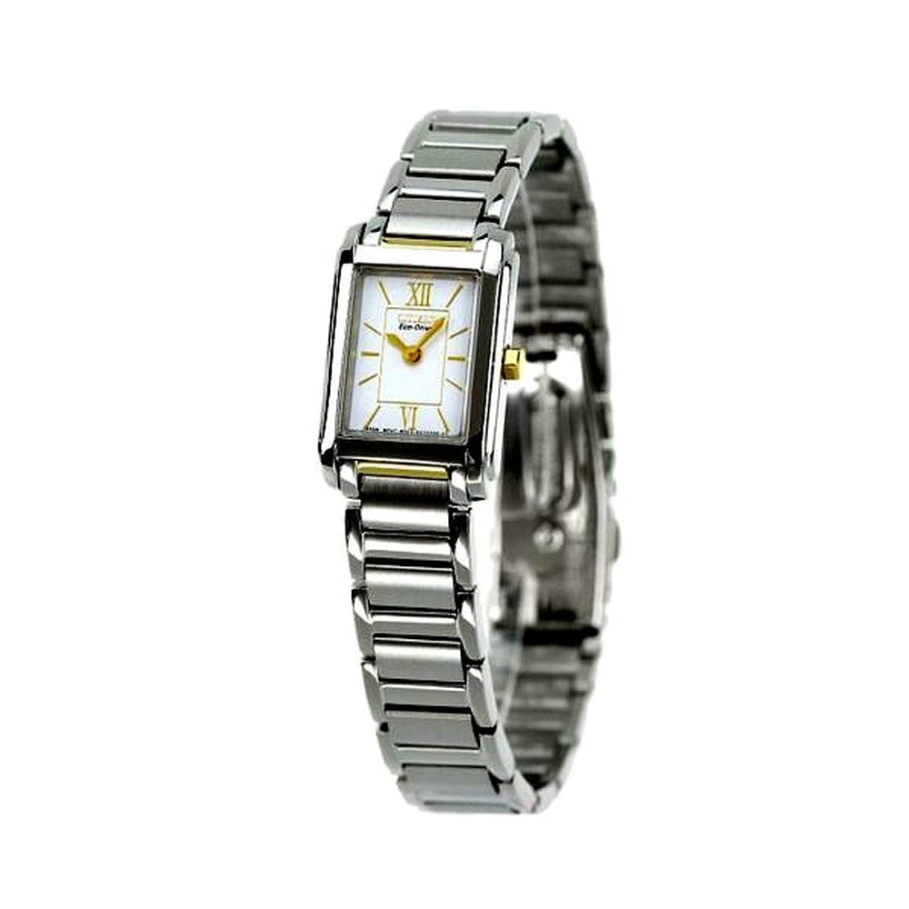 New Citizen FRA36-2432 ladies wristwatch with white dial and silver stainless steel band