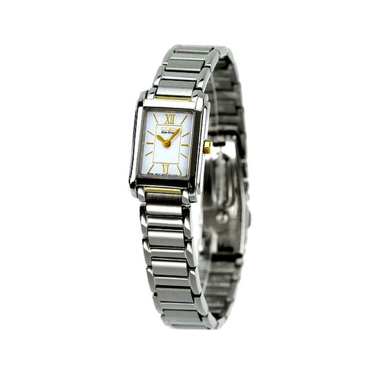 New Citizen FRA36-2432 ladies wristwatch with white dial and silver stainless steel band