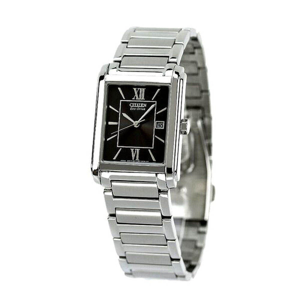 Citizen FRA59-2431 men's wristwatch with black dial and silver stainless steel band