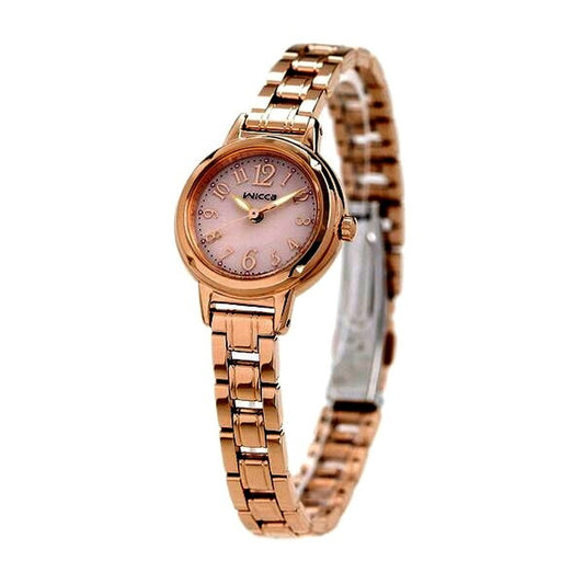 New Citizen Wicca Ladies Wristwatch KH9-965-91 with pink dial and pink gold stainless steel band