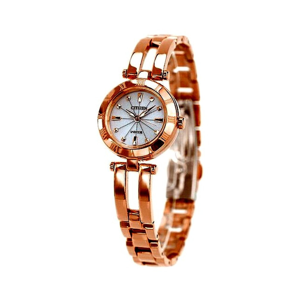 Citizen Wicca Eco Drive NA15-1573C ladies wristwatch with silver-tone case and brown leather strap