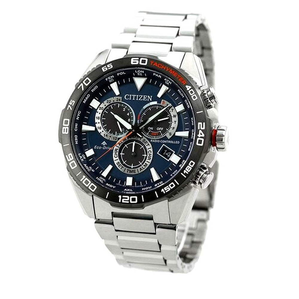 Citizen Promaster Land Series Eco-Drive Radio-Controlled Watch with blue dial and stainless steel case