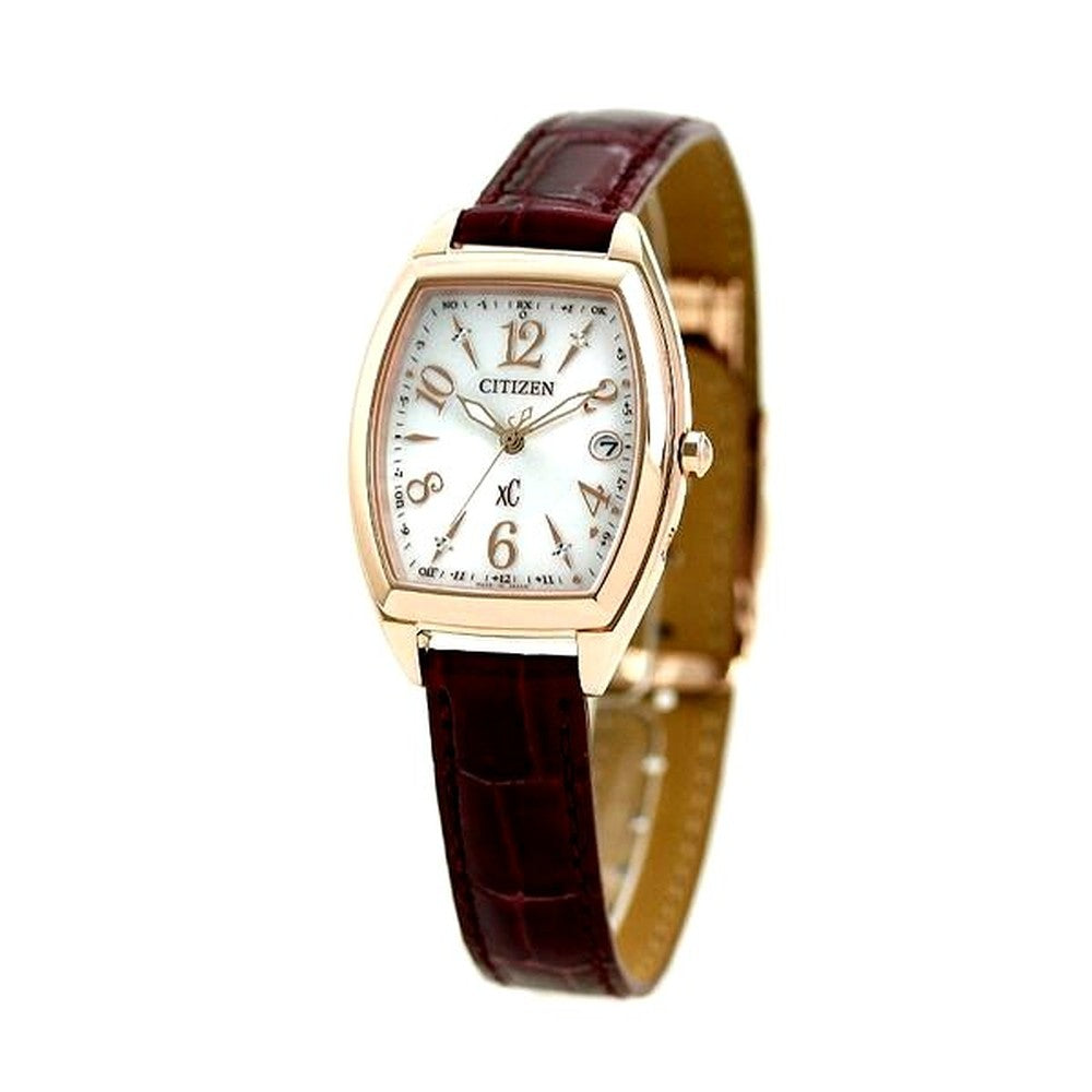 Citizen Cross Sea Eco-Drive Radio-controlled watch with silver dial, spicy red crocodile band, and stainless steel case