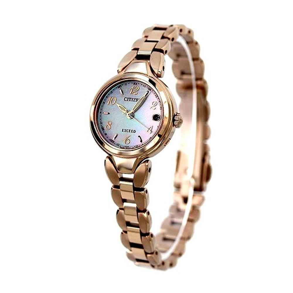 Citizen Exceed Titania Happy Flight ladies watch ES9472-54W with white shell dial and sakura pink super titanium band