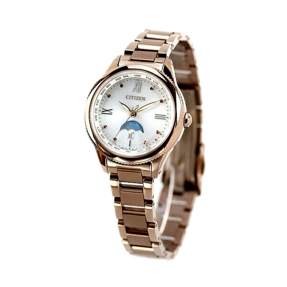 Citizen Xc Daichi Eco-Drive Titania Happy Flight ladies wristwatch with silky white dial and pink gold titanium band