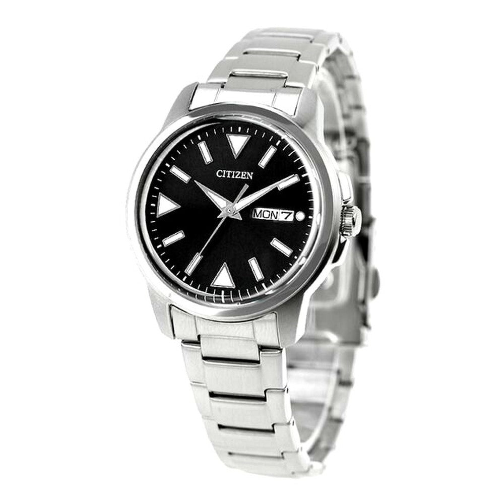 Citizen Eco-Drive BM8180-62E watch with black dial, stainless steel case and pin-style stainless steel band