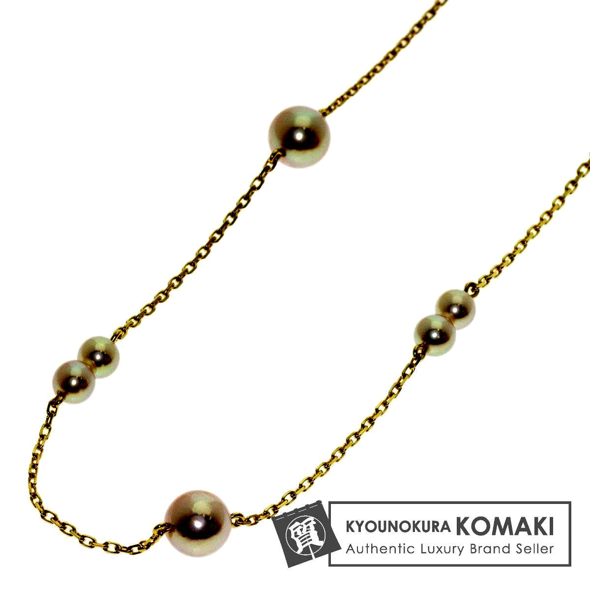 MIKIMOTO Station Pearl Necklace with 3.7-5.7 mm pearls and 71.5 cm K14YG chain for ladies
