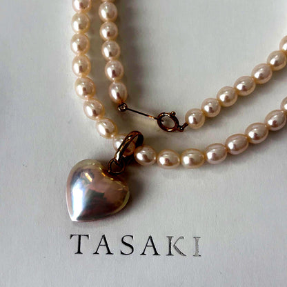 TASAKI K18 gold necklace with pearl and removable malac pearl heart pendant 42.5 cm length