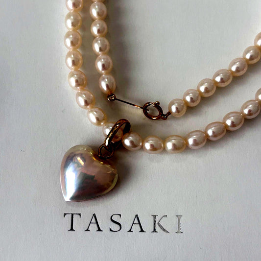 TASAKI K18 gold necklace with pearl and removable malac pearl heart pendant 42.5 cm length