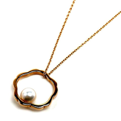 Mikimoto K18PG pink gold necklace with 6.5mm pearl pendant on 60cm chain