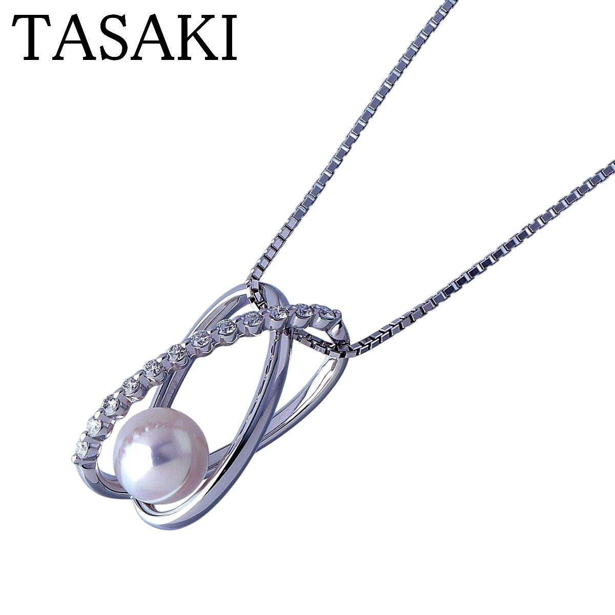 Tasaki Akoya pearl diamond necklace in 18K white gold with 7.9 mm pearl and 50 cm chain length