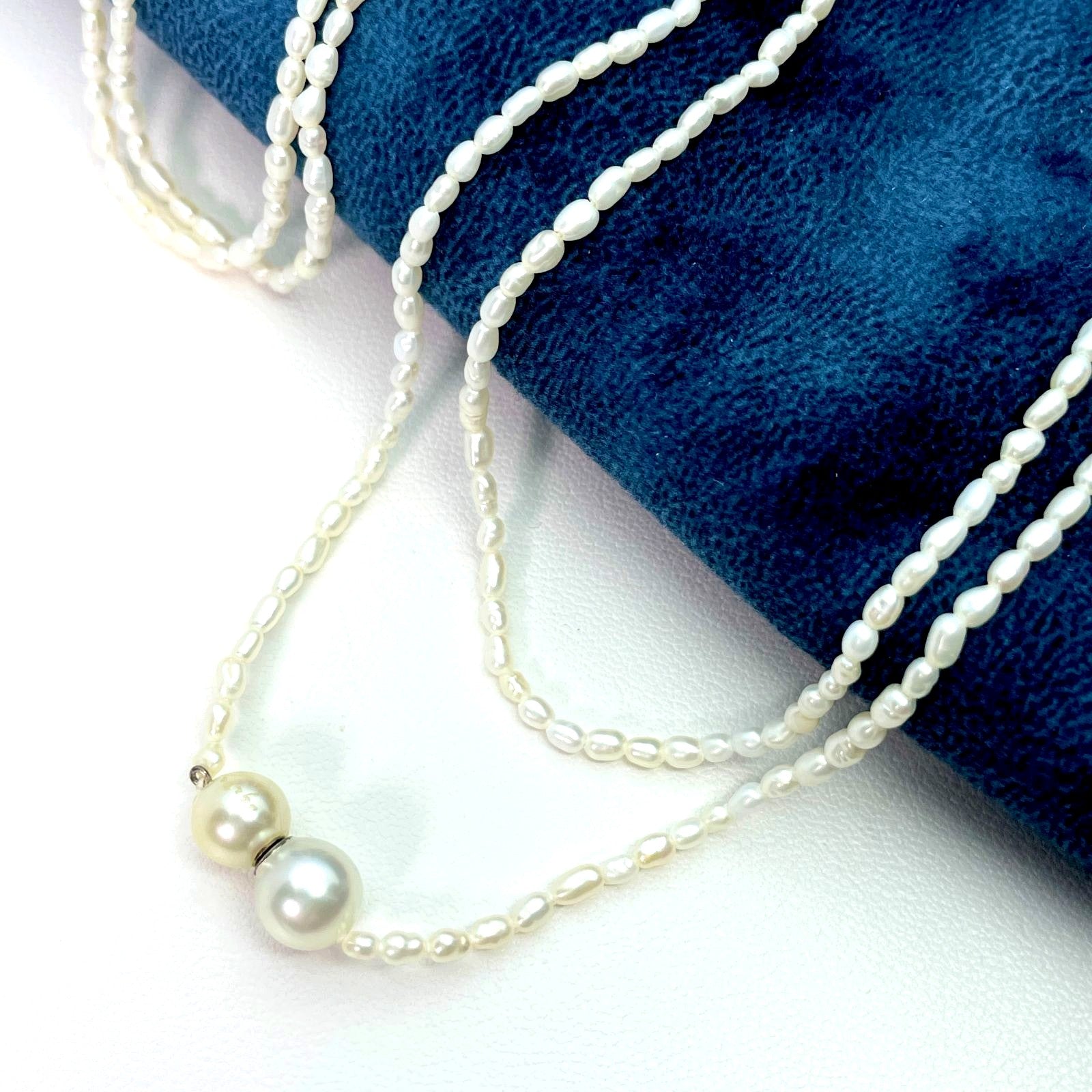 Agete Keshi Pearl Long Necklace made of silver and pearls measuring approximately 140 cm in length