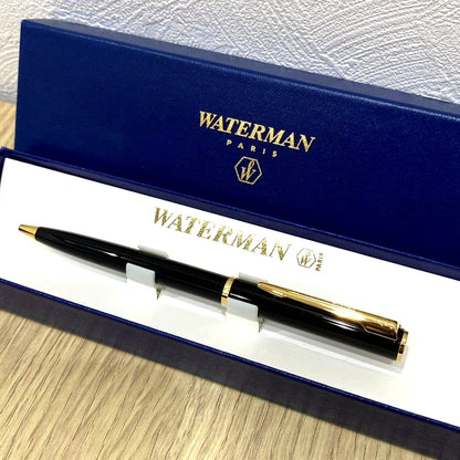 Waterman ballpoint pen in pristine condition shown with cap removed and writing tip visible
