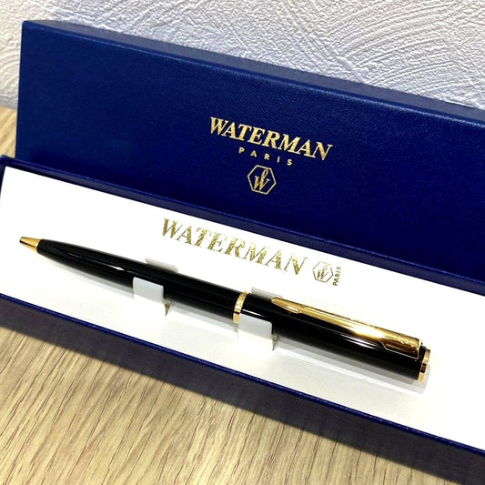 Waterman ballpoint pen in pristine condition shown with cap removed and writing tip visible