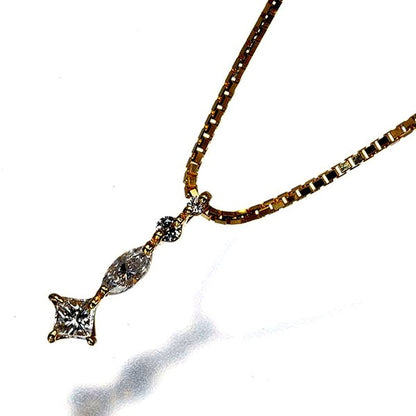 Agete necklace with 0.18ct diamond marquise and princess cuts in 18k yellow gold, 45cm chain