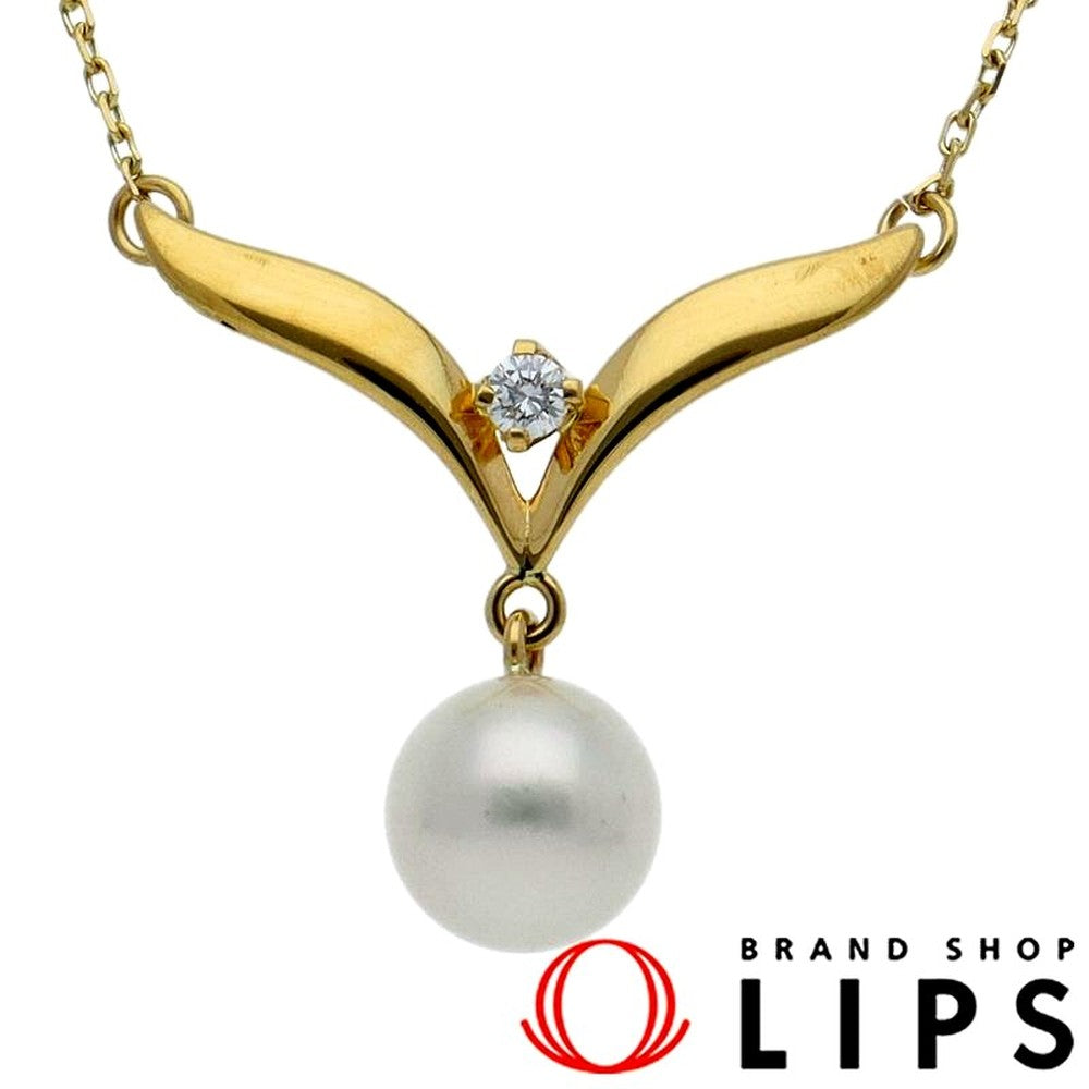 Mikimoto pearl diamond necklace featuring a 7.0mm pearl on a 42cm chain with diamond accents