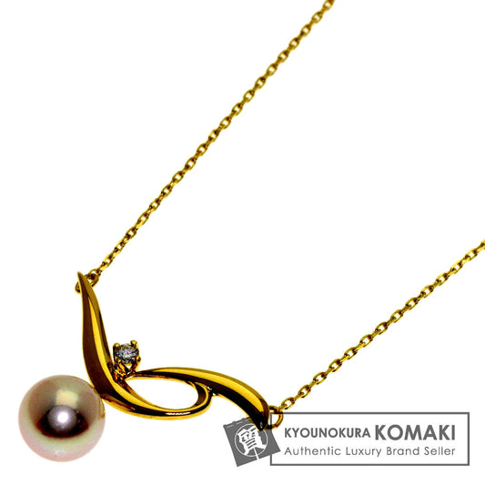 MIKIMOTO pearl diamond necklace in 18K yellow gold with 42cm chain for women