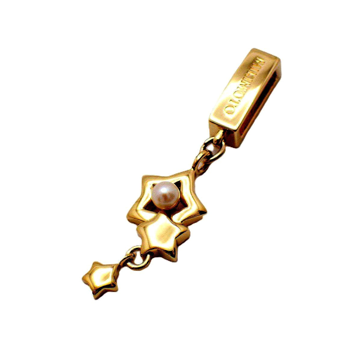 Mikimoto Star Pendant Top with silver gold plating and pearl, 3.7 cm high