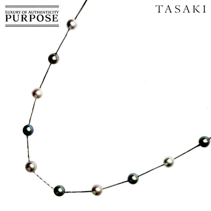 Tasaki Akoya Pearl 9.0-8.0mm white gold necklace 83cm adjustable slip chain