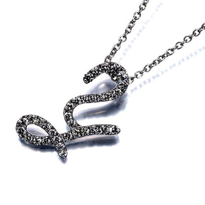 Mikimoto diamond initial Y necklace in 18k white gold with 42-50 cm chain and 18x10 mm pendant