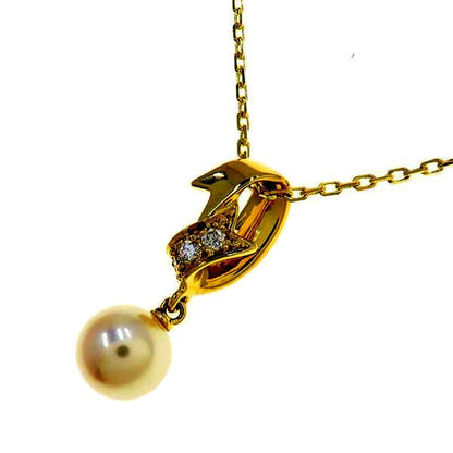 Mikimoto A Rank Used pearl diamond necklace with 7mm pearls and 39.5cm length